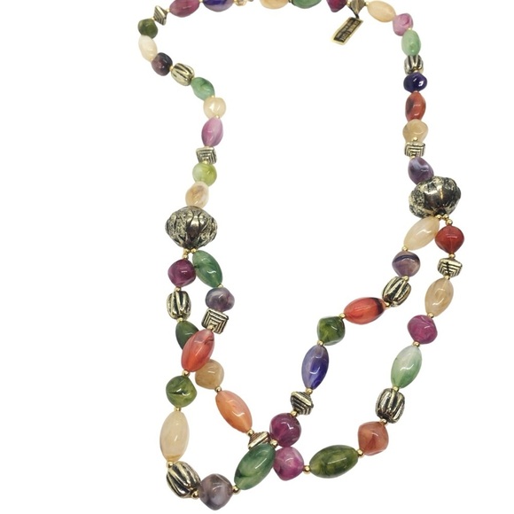 3/$30 VINTAGE HONG KONG LUCITE MULTI STRAND BEADED NECKLACE LAYERED MULTICOLOR - Picture 7 of 15